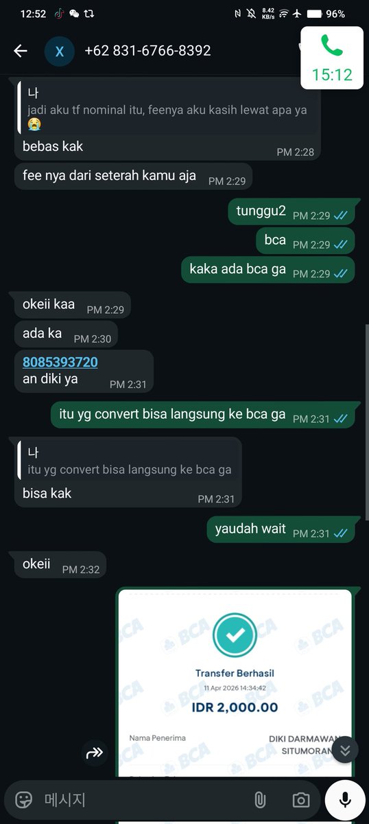 hzycuu's tweet photo. CAUTION!!!! HATI HATI SMAA AKUN INI
Aku niatnya mau convert dari bank ke dana, terus aku wa
aku udah tf udh masuk, tapi dia gaada konfirmasi, terus twt nya malah block aku!!
#scam #zonauangㅤ #jasaconvert https://t.co/FLTEg0AORy