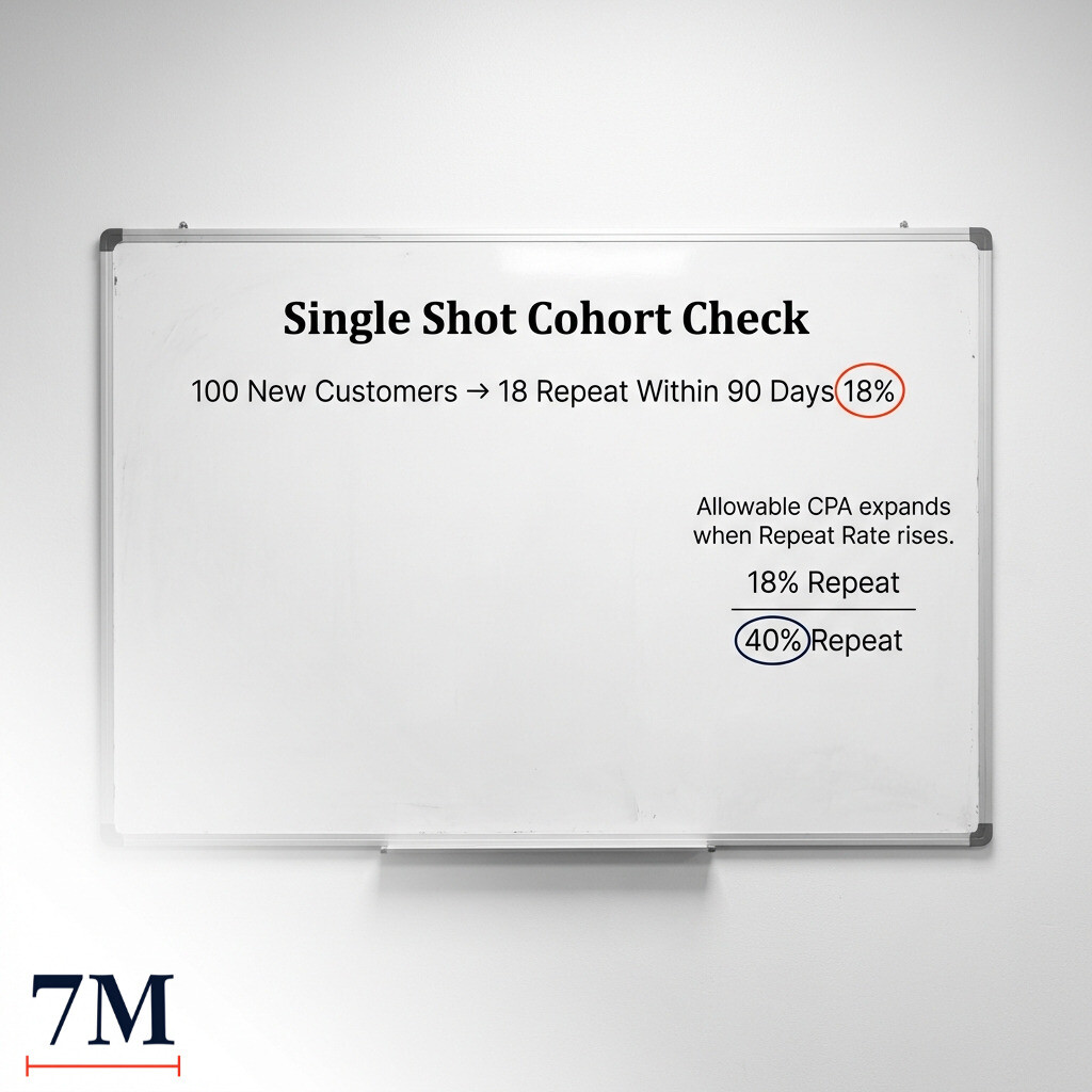 aaronparkinson's tweet image. If most customers buy once, you are scaling on a Single Shot Cohort.

Every month starts at zero. Paid must replace churn before it can grow.

90 Day RPR = 2nd orders ÷ new customers. Under 20 to 30%? Scale carefully.

DM “AUDIT”.

#PerformanceMarketing #Ecommerce #Retention