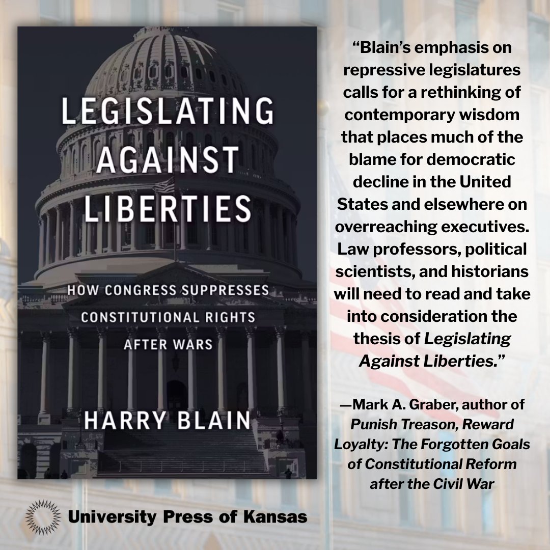 Kansas_Press's tweet image. At a time when attention is fixed on presidents and the Supreme Court, this book offers a powerful reframing of where the real risks to democracy may lie. Learn more: kansaspress.ku.edu/9780700641055

@HBlain  #CivilLiberties #USPolitics #Constitution #PoliticalHistory #UPKansas
