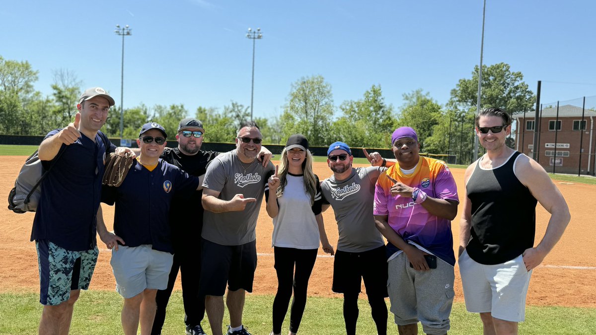 Tommy_the_V's tweet photo. Whatta crew!!! 

This year's @KnotholeNC Media Softball Tournament was one for the ages! 

Six teams! Over 60 media members slugging it out on the field at The Stick! 

Whatta day!!! https://t.co/t2vMWPTrrB