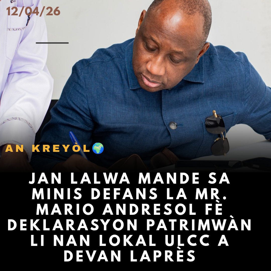 theworldtv12's tweet photo. Jan Lalwa mande sa ,Minis defans la Mr.@Mario_Andresol fè deklarasyon patrimàn LI Nan lokal @ULCCHaiti a Devan laprès ....
#Ankreyòl #Ayiti #Defans https://t.co/4iueAfo7KB