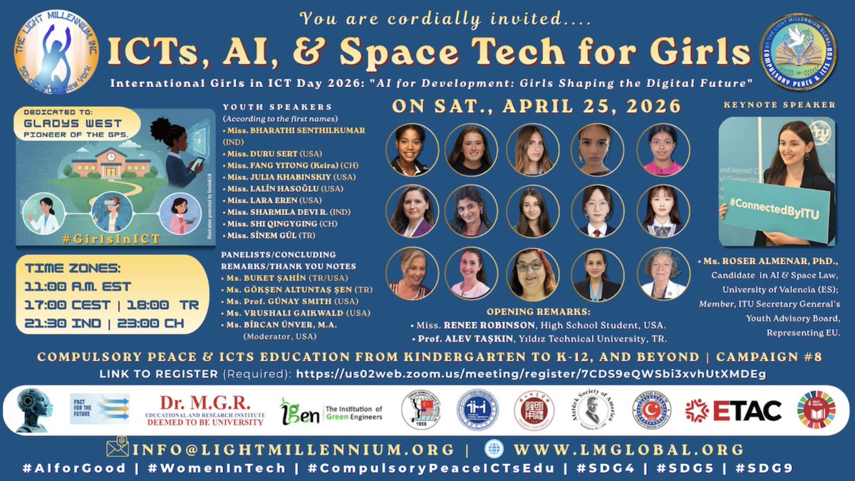 lmillennium's tweet photo. 🚀Empower the Future: An Invitation to the International Girls in ICT Day 2026 Virtual Session for April 25 at 11:00 a.m. EST🚀 
register now: https://t.co/RBUM4YhRSW https://t.co/EACgl056Id