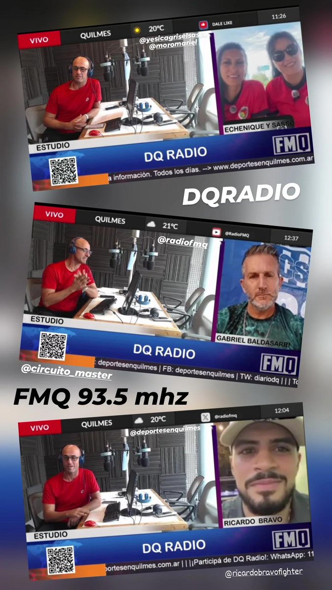 Entrevistas de lujo hoy 💪
Mundial de canotaje 🛶, kickboxing internacional 🥊 y arranque del Circuito Máster 🏊‍♂️
Deportes en Quilmes + DQ Radio
FMQ 93.5 MHz (Grupo Crónica)