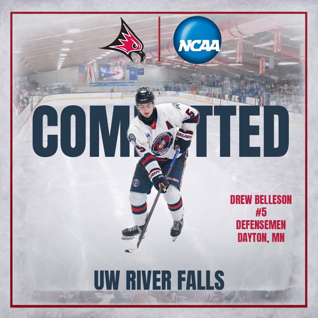 PhillyRebels's tweet photo. 𝑵𝒆𝒙𝒕 𝒔𝒕𝒐𝒑: 𝑼𝑾–𝑹𝒊𝒗𝒆𝒓 𝑭𝒂𝒍𝒍𝒔 📍

Rebels defenseman and assistant captain Drew Belleson has committed to UW–River Falls. We can’t wait to see him continue to grow and accomplish great things on and off the ice. 

Congrats, Drew!

📰 https://t.co/3pzAbV5eVj https://t.co/pDJy4GDE6c