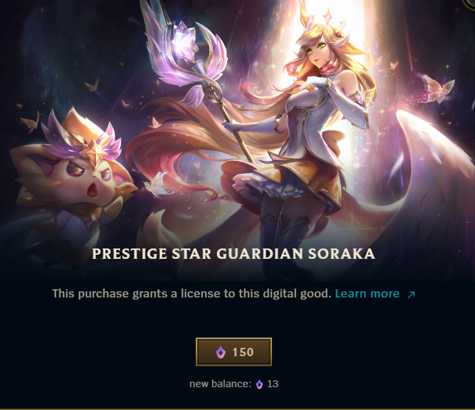 I finally got my dream skin! I got all the Soraka Skins <3