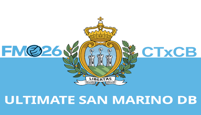 fmscout's tweet photo. #FM26 Ultimate San Marino DB by @CTxCB

🇸🇲 A rather authentic San Marino database with some fantasy elements, including a rarely used Youth Team Structure &amp; a new stadium in the country to support it.

💪 Are you up for the challenge?

Info &amp; Download ⤵️
https://t.co/06izw83Las https://t.co/ktYFDIEfjk