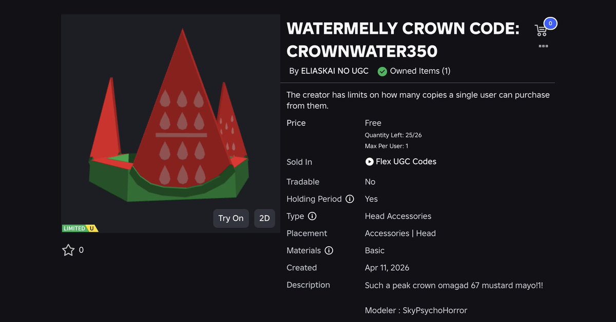 New Ugc from me

Use code CROWNWATER350 

Price:350