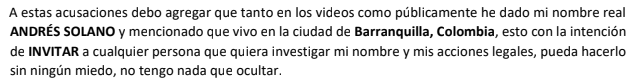BelyKoteiVRC's tweet photo. Soland dice qué ella compartió su FB, en su propio PDF no se ve eso, es más, justamente esa misma imagen es de su cuenta de YT. En cambio él mismo, sí hace público su nombre y apellido por qué "no tiene nada qué ocultar". En cambio él sí expuso el nombre real de Miki + https://t.co/RWJqPXG90A