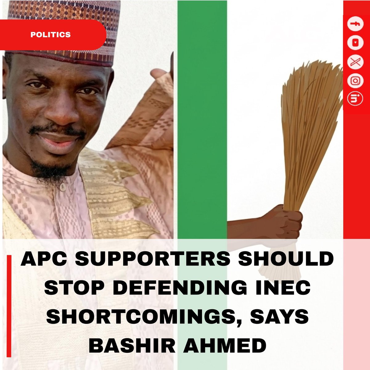 Alo360Tv's tweet photo. Bashir Ahmad Urges APC Supporters to Stop Defending INEC’s Shortcomings
He warns that blind loyalty could reinforce claims of electoral bias ahead of the 2027 polls.
#INEC #APC #BashirAhmad #NigeriaPolitics #Elections2027 #ElectoralReform #Politics #BreakingNews
Full Details: https://t.co/Ca5xOnm3tY