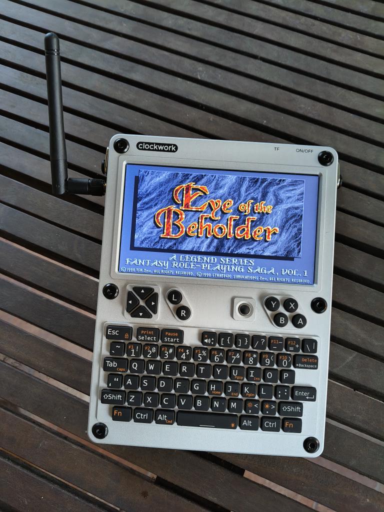 It's hard for me to stress how much I love my uConsole. It means I have both a handheld Amiga 1200 and a 90's DOS PC wherever I care to take it with me, with a full keyboard and mouse (trackball). I only wish it had a 4:3 screen.