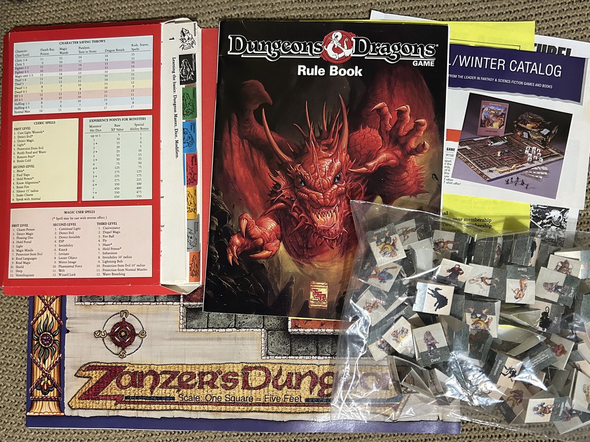 tiny_warfare's tweet image. Look what hath arrived! I have scored me the D&amp;amp;D Black Box! The successor to BECMI’s Red Box, it was aimed at new players to show them “How to D&amp;amp;D”. 
Going to have fun digging into this one.
#TTRPG #DnD #BECMI