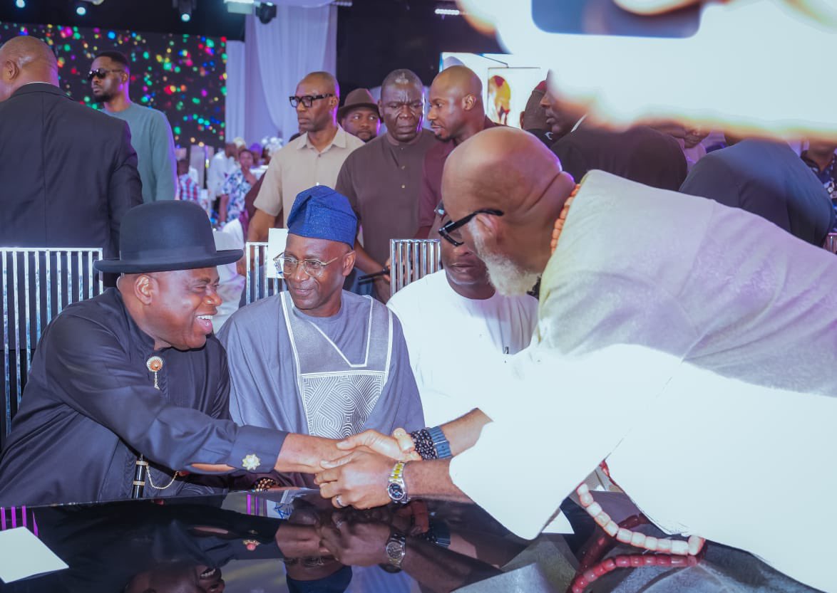govdouyediri's tweet photo. Today, I joined family, friends, and well-wishers in Warri for the solemnisation of the holy matrimony between Miss Olayemi Pinnick and Mr. Oduwa Ashley Bazuaye at the First Baptist Church.

Olayemi is the daughter of my dear brother and former President of the Nigeria Football Federation, Amaju Melvin Pinnick. It was indeed a moment of joy and fulfilment to witness this beautiful union of love.

The occasion brought together distinguished leaders and personalities, including my brother-governors, the Governor of Delta State, Sheriff Oborevwori, the Governor of Oyo State, Seyi Makinde, National Chairman of the All Progressives Congress, Prof. Nentawe Yilwatda, former Governor of Abia State, Okezie Ikpeazu, former Deputy Governor of Edo State, Philip Shaibu, and current NFF President, Ibrahim Gusau, among other eminent Nigerians.

As Chairman of the reception, I reminded the couple that marriage is a lifelong institution, and one that no one ever graduates from. Every union is unique, and the true guide is the voice of love between both partners.

Once again, I congratulate the couple and pray that their home will be filled with peace, understanding, and enduring love. May their union be blessed and fruitful.