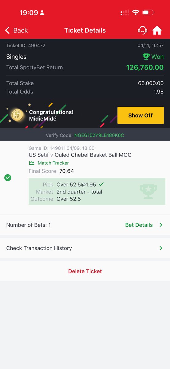 What’s happening??? 
They’ve just cancelled other wins on the same game

<a href="/SportyBetNG/">SportyBetNG</a> , you’ve settled as lost that  you already  payed as win.  
So the question, if they were scoring low in the quarter and ended up with 28 where will I find the over 52 that I played?