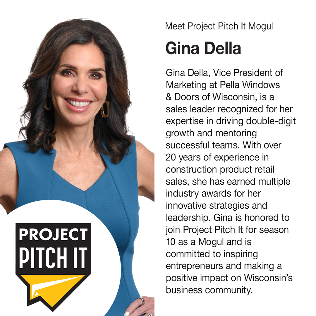 ProjectPitchIt's tweet photo. @ProjectPitchIt has Six Superb Moguls! Please meet Gina Della, Vice President of Marketing at @PellaWisconsin, the title sponsor of Season 10 of @ProjectPitchIt.
#TuneIn TONIGHT on @WISN12TV  at 10:35pm to watch the premiere of Season 10 of @ProjectPitchIt. https://t.co/Stj8SumdRd