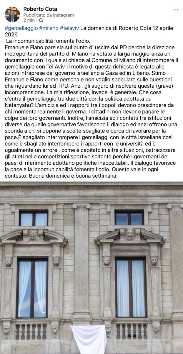 roberto_cota's tweet photo. #gemellaggio #milano #telaviv La domenica di @roberto_cota https://t.co/eueWVLhZXO