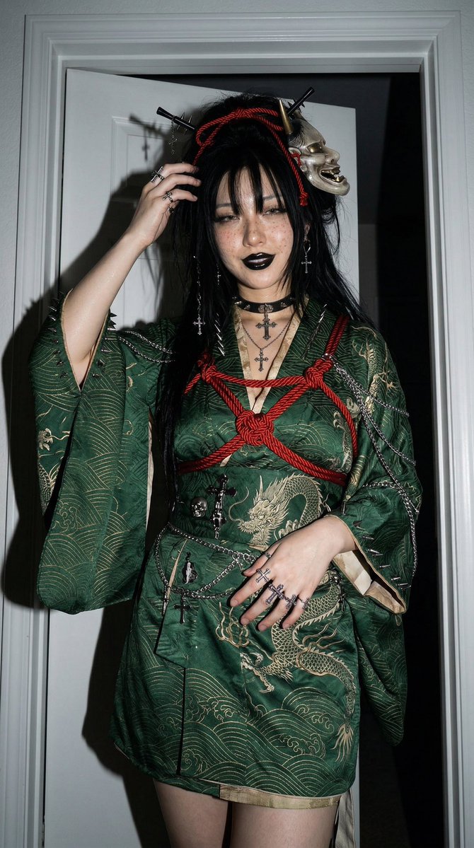 gothgirlbabyy's tweet image. Asian Kimono Goth Girl Aesthetic