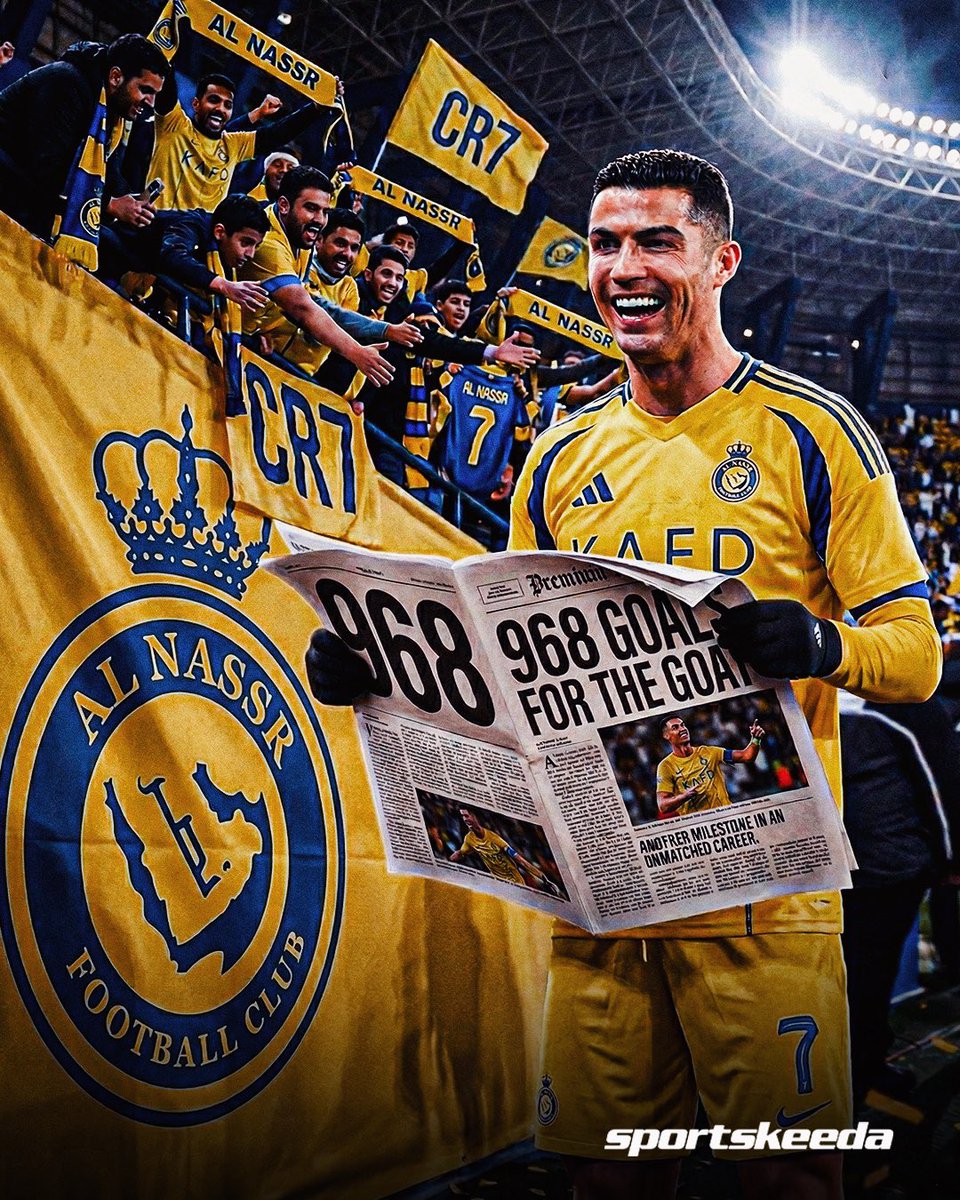 skworldfootball's tweet image. 𝗚𝗢𝗔𝗟 𝗠𝗔𝗖𝗛𝗜𝗡𝗘 𝗔𝗧 𝗜𝗧 𝗔𝗚𝗔𝗜𝗡!!! 🐐🔥

Cristiano Ronaldo now has 9️⃣6️⃣8️⃣ career goals. 🔥🤯

What a legend! 👑

#cristianoronaldo #football #goat #skf