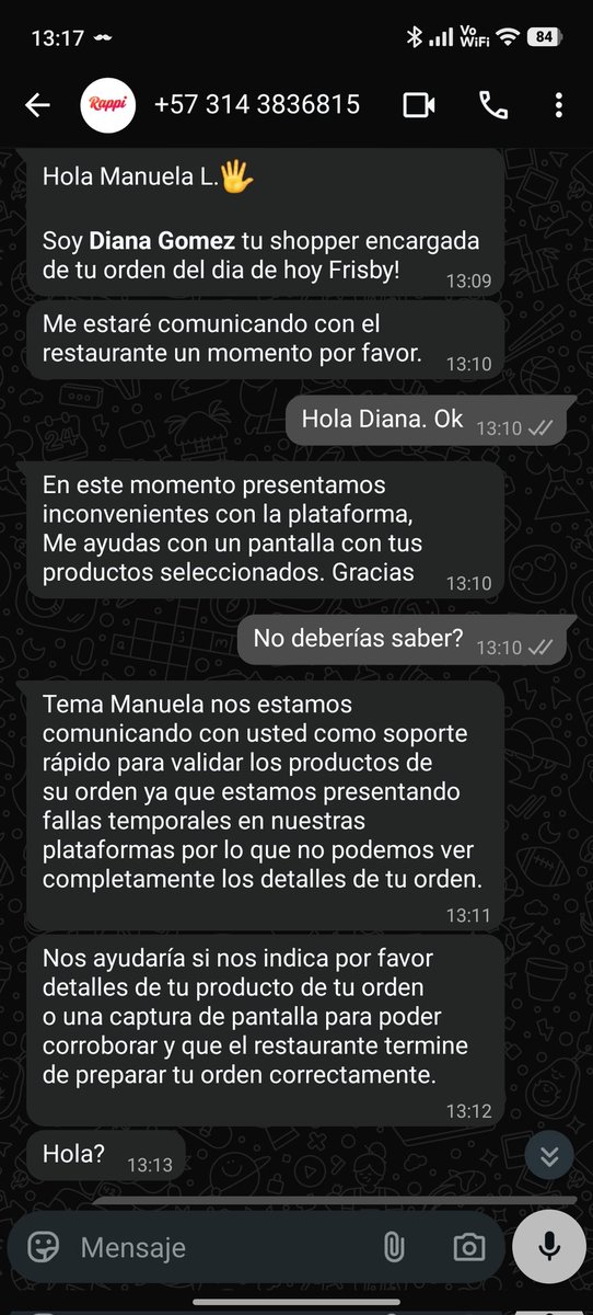 ManueSosa's tweet photo. @RappiColombia mientras a nosotros nos intentan estafar en esa app nadie responde con absolutamente nada! Pésimo servicio, pésimo cuidado de nuestros datos. Quién permite todo este robo!? @sicsuper https://t.co/l5u3aJOIWP