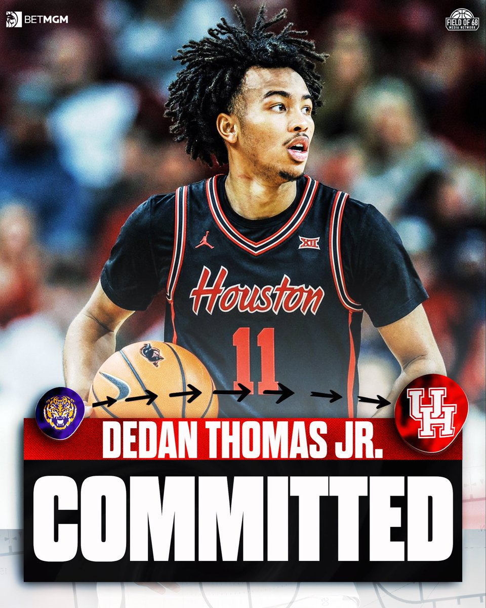 NEWS: Houston has landed LSU transfer guard Dedan Thomas Jr., source told <a href="/TheFieldOf68/">The Field of 68</a>.

The 6-1 junior averaged 15.3 ppg/6.5 apg across 16 contest for the Tigers. Started at UNLV and has averaged double-digit points his whole career.