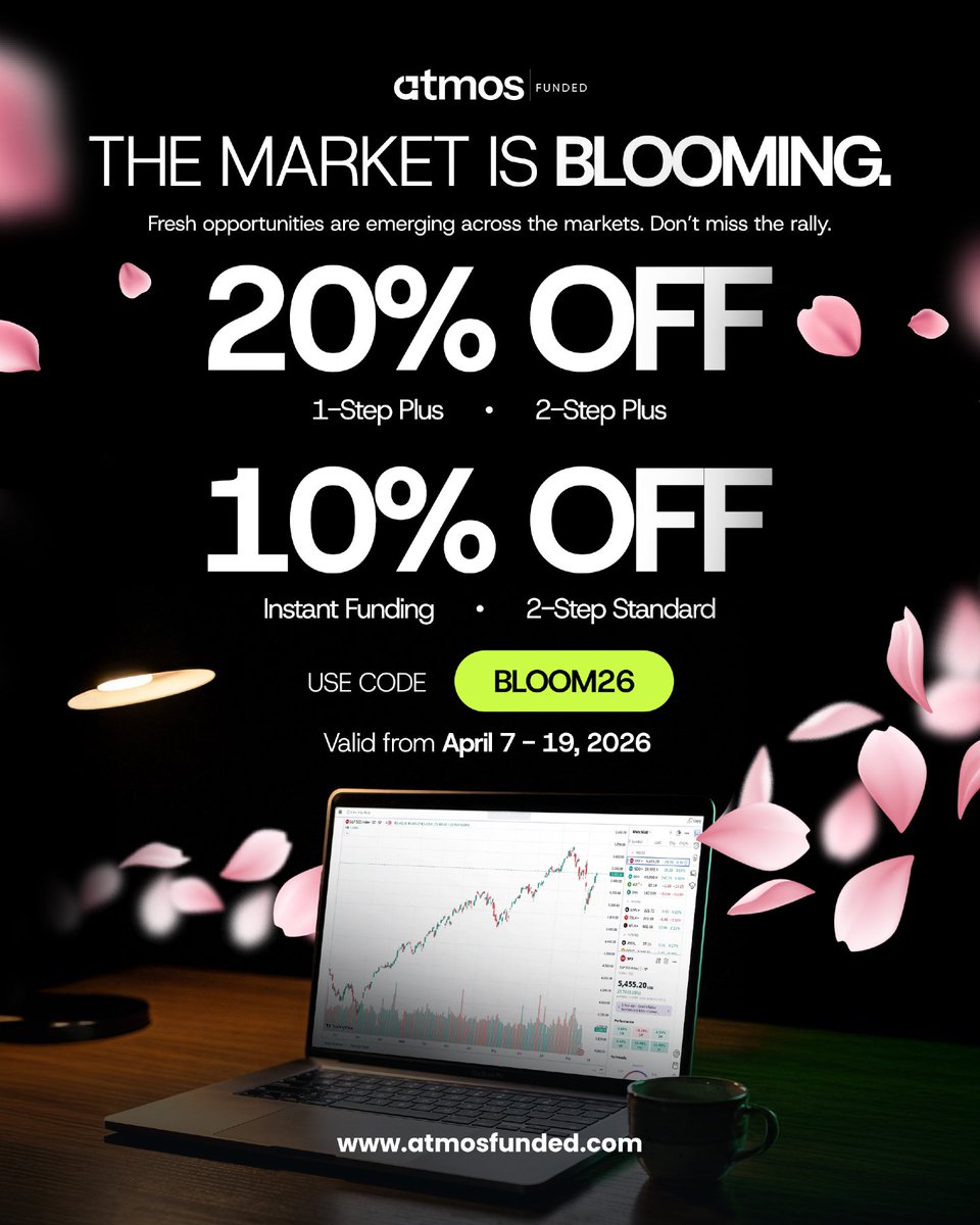 alhajiabdul__fx's tweet photo. April promo is live, don’t wait ⚠️

▪️20% off 1-Step Plus &amp; 2-Step Plus
▪️10% off Instant Funding &amp; 2-Step Standard

Use code BLOOM26.

Valid April 7–19 
https://t.co/Qs3pl2bNQZ https://t.co/klu7P3g7W5