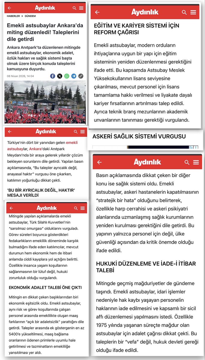 ZARGANA72's tweet photo. 💥| İSTANBUL HABER 

“4 Nisan Deniz Şehitlerimizi Anma Töreni ve Ankara BÜYÜK (E) ASTSUBAY MİTİNGİ” den sonra basına yansıyanlar 👏

https://t.co/CqB23mpahq ‘ye TEŞEKKÜRLER🫡

“TSK’NİN EN STRATEJİK GÜCÜ VE LOJİSTİK YÖNETİCİSİ ASTSUBAYLARDIR ‼️” https://t.co/HScQMtol4L