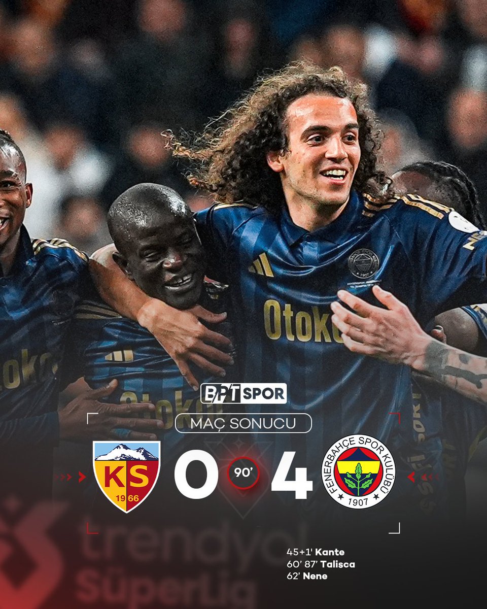 bpthaber's tweet photo. Fenerbahçe, deplasmanda Kayserispor'u 4-0 mağlup etti. https://t.co/gceUUOhe1U