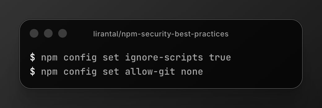 liran_tal's tweet photo. your daily reminder for npm security best practices https://t.co/FyAkMspHVe