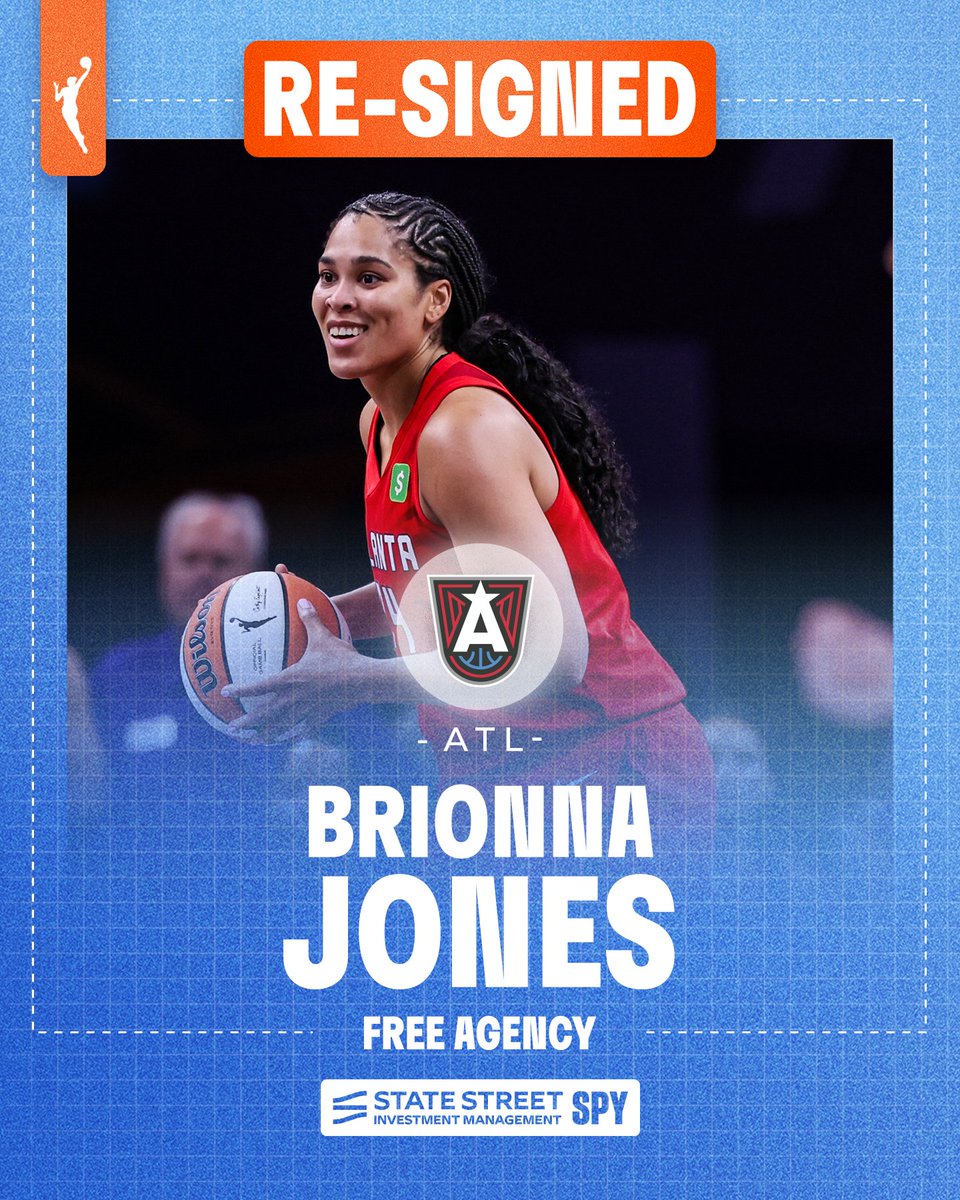 WNBA's tweet photo. RE-SIGNED 🚨

Brionna Jones, Jordin Canada, and Naz Hillmon have re-signed with the @AtlantaDream!

Transactions presented by State Street Investment Management SPY

#WNBAFreeAgency https://t.co/6Zk80KOYas