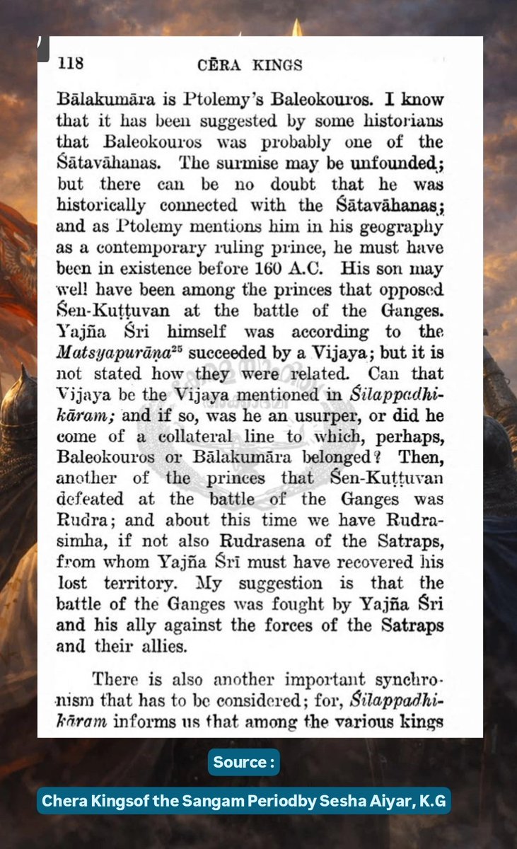 Kochadaiyan22's tweet photo. Cheran #Senguttuvan’s REAL Northern Expansion : Alliance with #YajnaSriSatakarni 
#Chera #Satavahana Ally Crushed western Satraps ⚔️🏹🔥

#CheranSenguttuvan ally with Yajna Sri Satakarni during his northern campaign.
Their combined forces Vanquished the Western Satraps .
 #Tamil https://t.co/bP5U0e8eQY