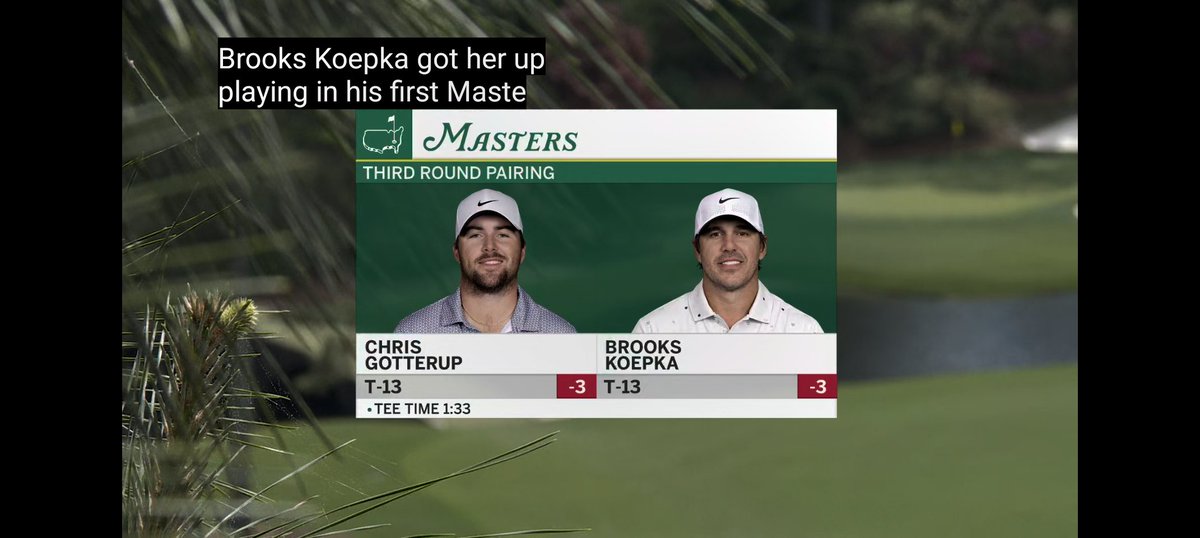 SethKennedy1's tweet photo. It's really cool watching Brooks out there at the masters playing the 3rd round with his nephew. #masters #brooks #gotterup https://t.co/9OjZFK5BXw
