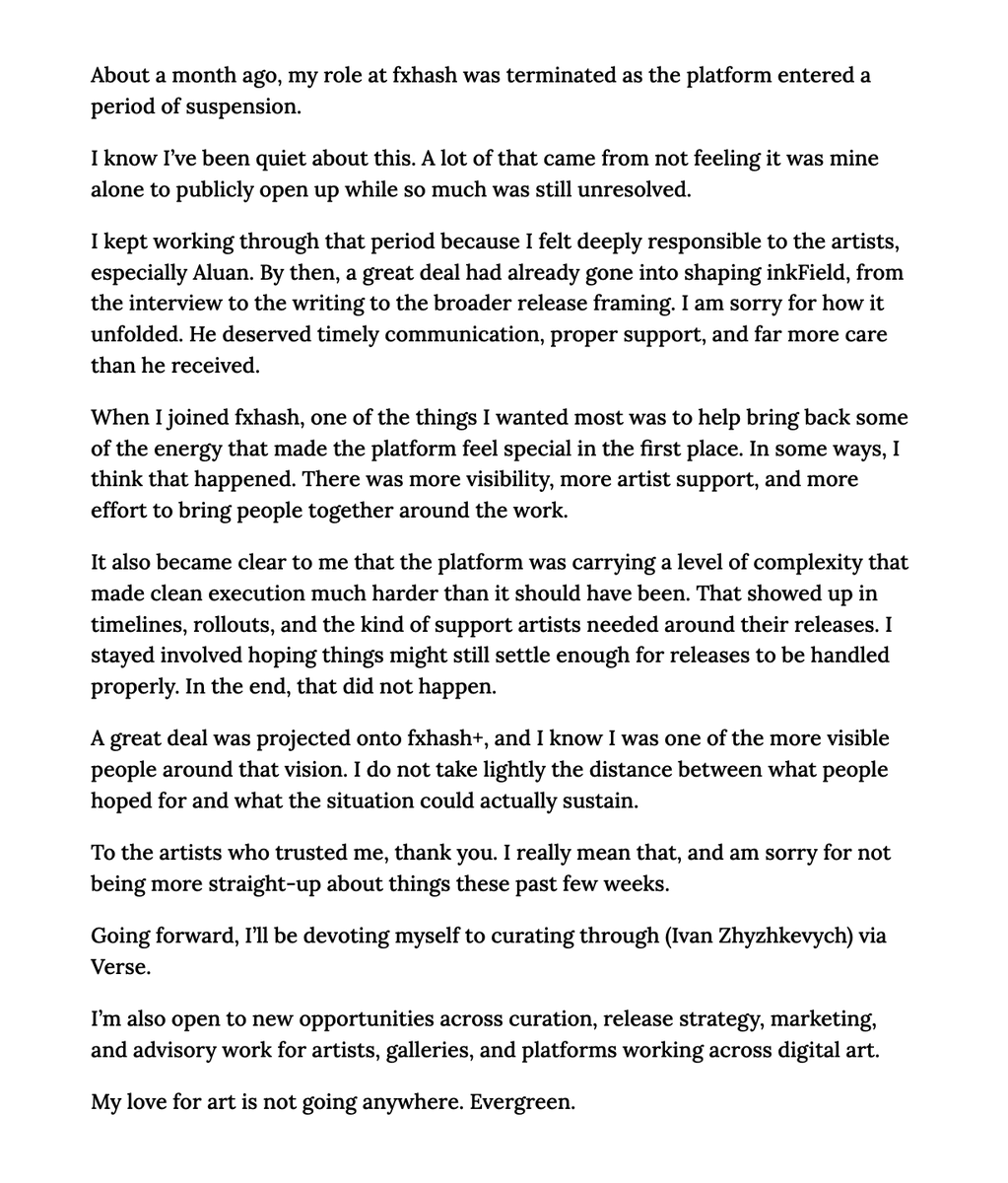 chilltulpa's tweet photo. I’ve been quiet for a month about fxhash because the situation felt too fragile to break open publicly. 

I think it’s time to speak plainly. https://t.co/zEnv46AD6o