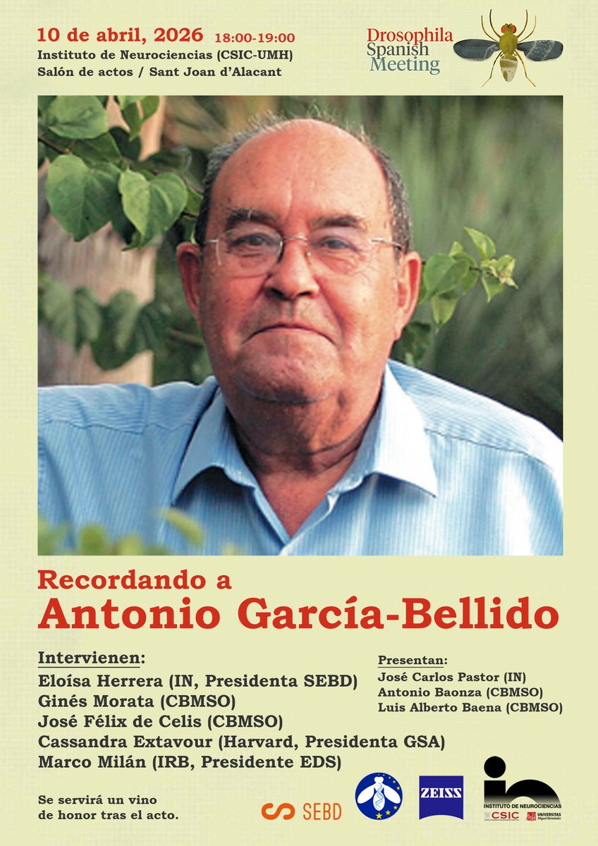 PastorParejaLab's tweet photo. Our lab closed today its participation in the second edition of @drosospain which included a tribute to Antonio García-Bellido https://t.co/5z7DAdspph