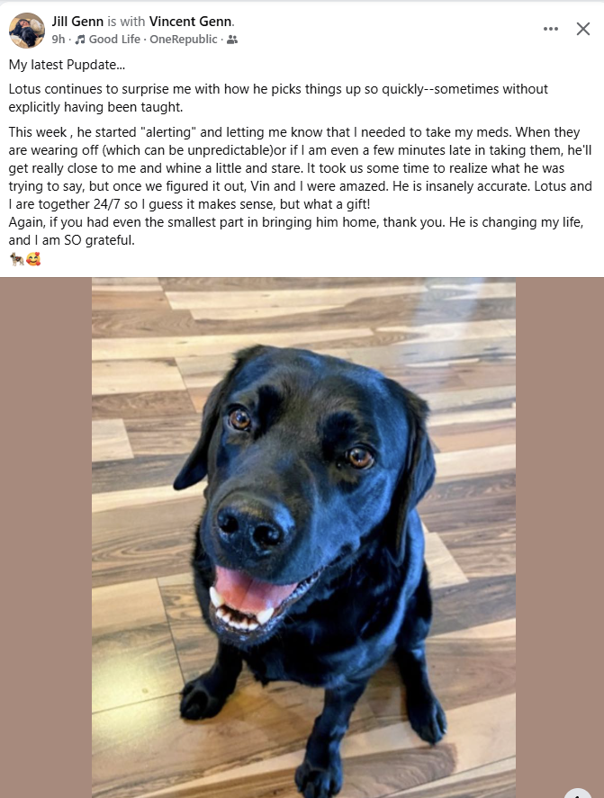 ECADServiceDogs's tweet image. On #WorldParkinsonsDay, we’re inspired by Lotus 🐾

He began alerting his partner when it’s time for medication — changing her daily life.

Service dogs = independence, safety, and support 💙

#ECAD #ServiceDogs