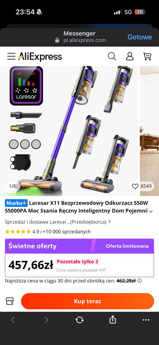 pearlrubyclear's tweet photo. @nellixen Ja mam ten, bardzo dobrze działa i wciąga, ma też światełko jak dayson ale kupowałam w listopadzie za 350 teraz drożej https://t.co/wrLXVw5Ayf