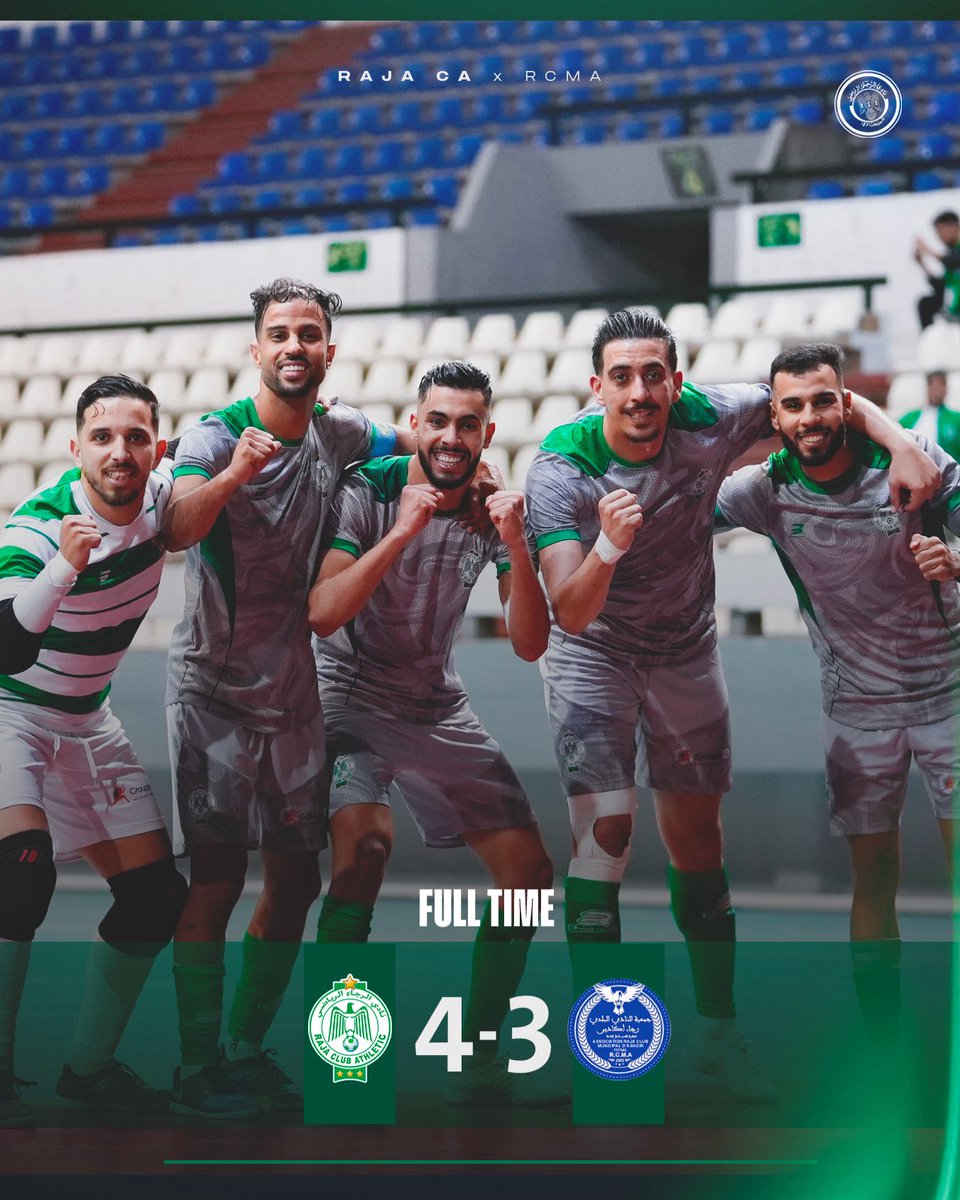 RCAfutsal's tweet photo. نهاية المباراة: فوز جديد ومستحق للنسور على رجاء أكادير 💚🦅 https://t.co/QtqMKScqAh