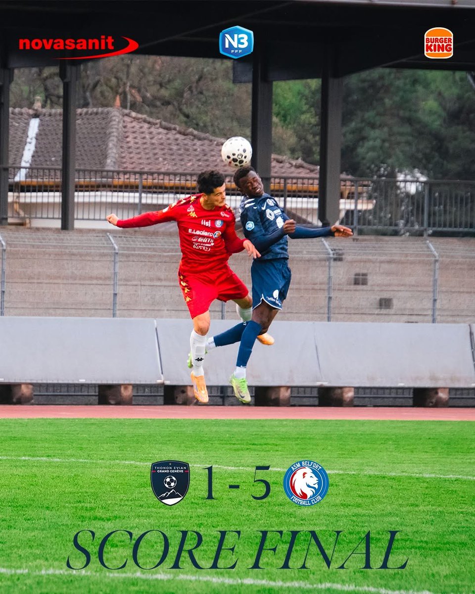 GrandGeneveFC's tweet photo. TEGG 1 - 5 Belfortaine ASM
Une soirée difficile pour nos Lions 😤
#TEGGFC #National3 #AllezLesLions #Chablais #GrandGenève https://t.co/PP4LnMcDNQ