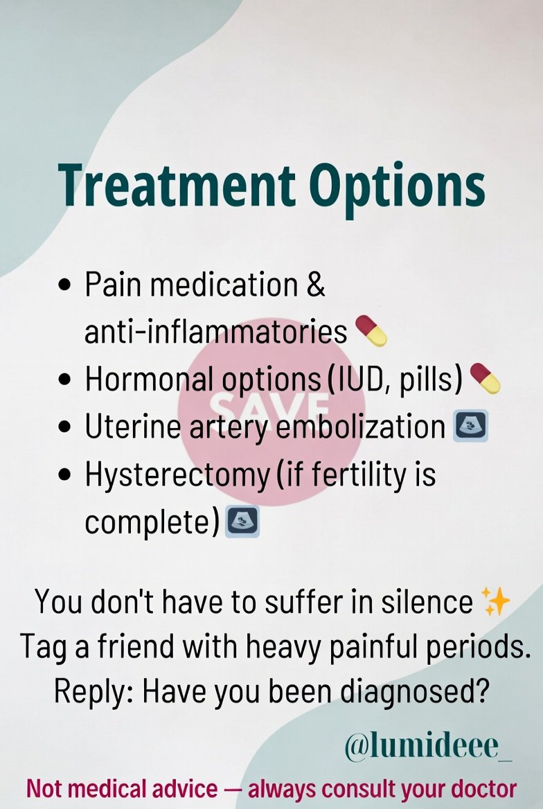 Lumideee_'s tweet photo. Adenomyosis: the ‘silent sister’ of endometriosis that many women suffer with for years thinking it’s ‘just bad periods.’

It thickens your uterus from the inside and can make life miserable.
Swipe for the key facts every woman should know 👉

Not medical advice https://t.co/ckvwyzzc0S