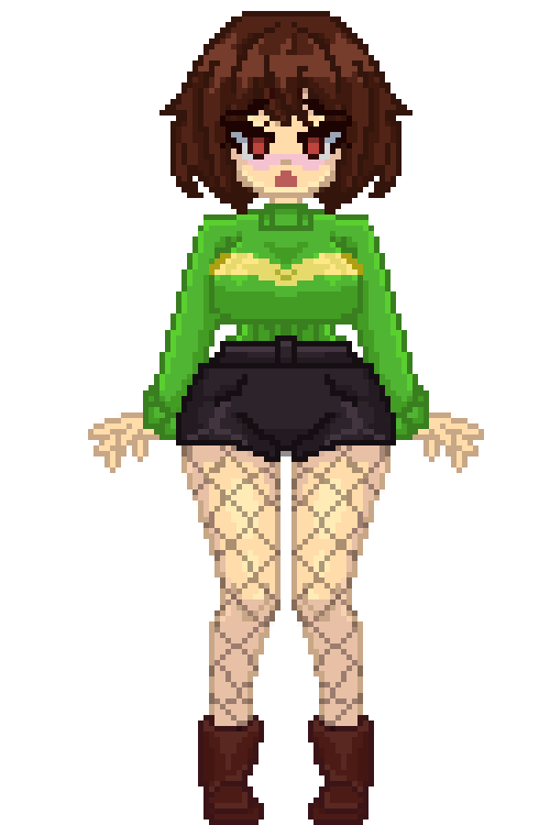 #undertale
New default sprite design for Chara. What do you think?
(1 and 2 — new design, 3 — old one)

Choose the right option in the poll