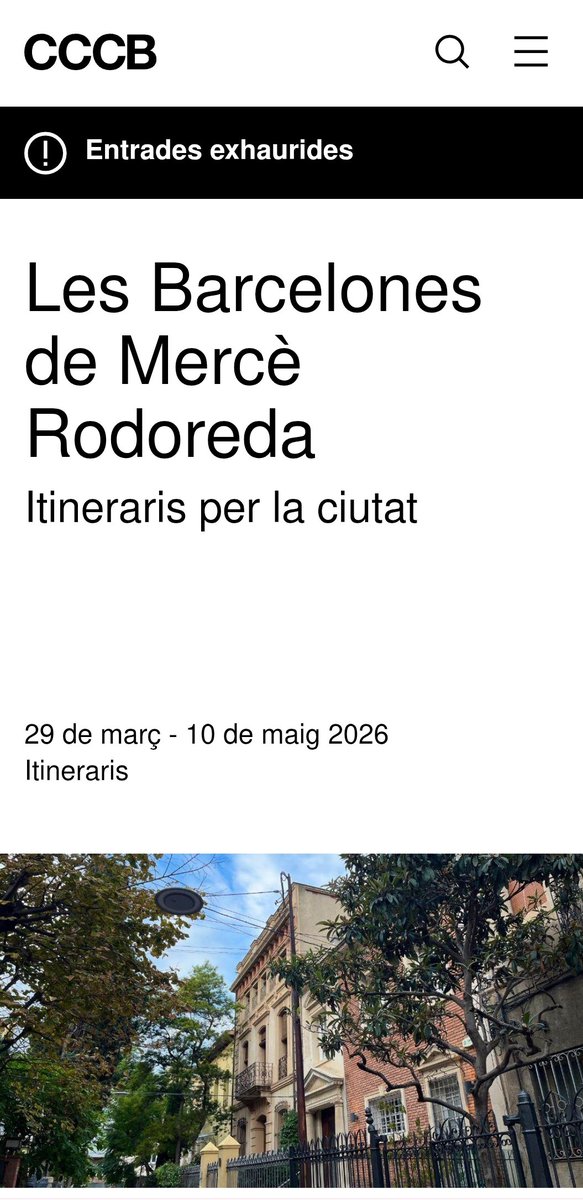 mnunesal's tweet photo. Demà #ItinerariLiterari
EL PARADÍS PERDUT DE MERCÈ RODOREDA
Les Barcelones de Mercè Rodoreda, 
activitats de l'exposició "Rodoreda, un bosc"
CCCB i Museu d'Història de Barcelona 
#RodoredaCCCB
#RodoredaUnBosc

Places exhaurides. https://t.co/MWsGeJuxZj