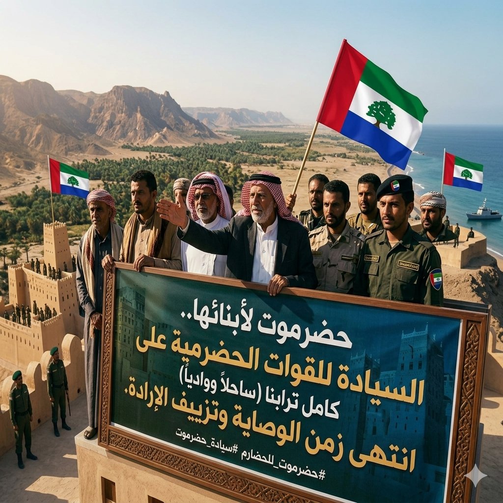 حضرموت لأبنائها، والسيادة على كامل ترابها (ساحلاً ووادياً) حق حصري للقوات الحضرمية. انتهى زمن الوصاية وتزييف الإرادة..

على مطابخ الانتقالي وأدوات التبعية أن تخرس، فحضرموت ليست ملحقاً لأحد ولن تكون إلا سيداً لنفسها.