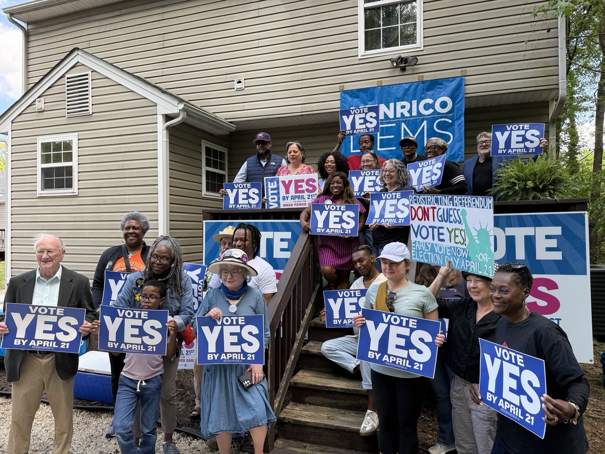 FairElectionsVA's tweet photo. Virginians are getting out and voting YES across the Commonwealth for #SuperSaturdayVirginia! 

Together, we can stop Trump’s power grab and let voters decide our elections — not MAGA politicians. 

https://t.co/Mr3LfcDAni https://t.co/KTGRhrlbjS