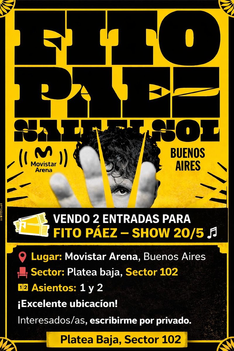 Vendo entrada para Fito Páez en movistar arena para el 20 de mayo

Consultas x dm

#fitopaez #vendo