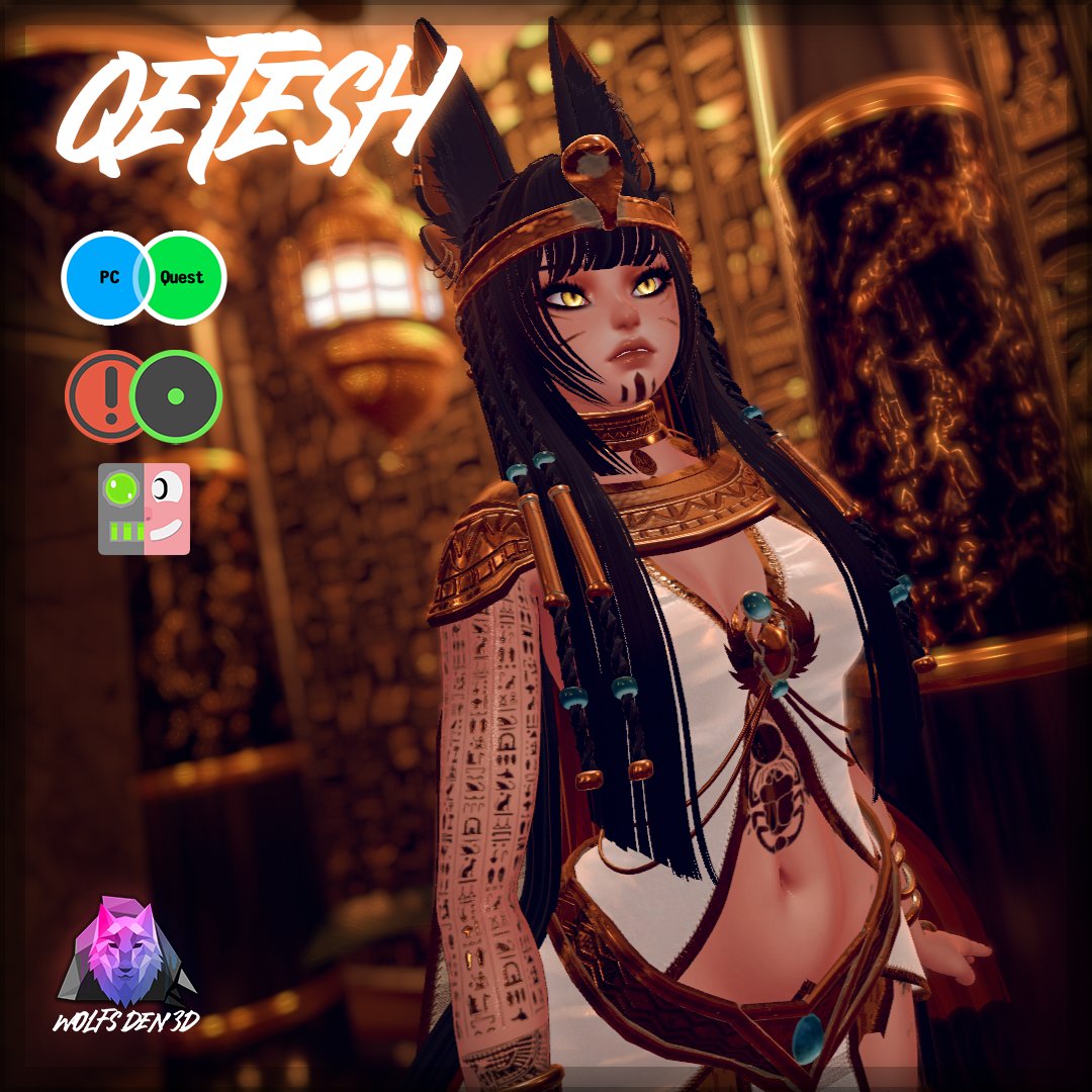 Qetesh, the Jackal Queen

✨ For PC and VRCFT! Opti and Quest will follow within the week.

This egyptian queen is full of customization, outfits, hairstyles, addons, props and more.

Get her 10% off till her update .

🔗⬇️