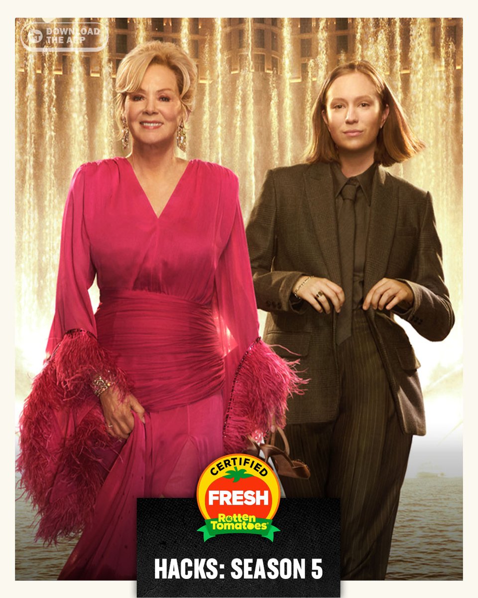 RottenTomatoes's tweet image. #Hacks: Season 5 is Certified Fresh at 100% on the Tomatometer, with 20 reviews: rottentomatoes.com/tv/hacks/s05?c…