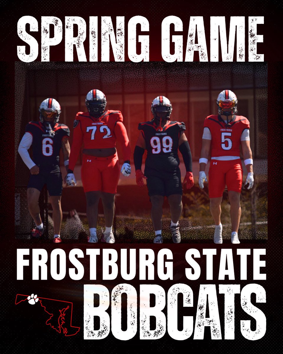 FrostburgFB's tweet image. Spring Game. Tomorrow. 2:00PM. Bobcat Stadium. 
⛰️🐾🔴⚫️

#earnit #springgame #bethere