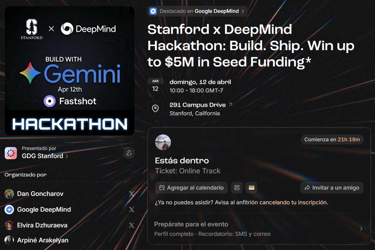 Aceptado para el Stanford x DeepMind Hackathon

A meterle con todo desde Arg mañana!