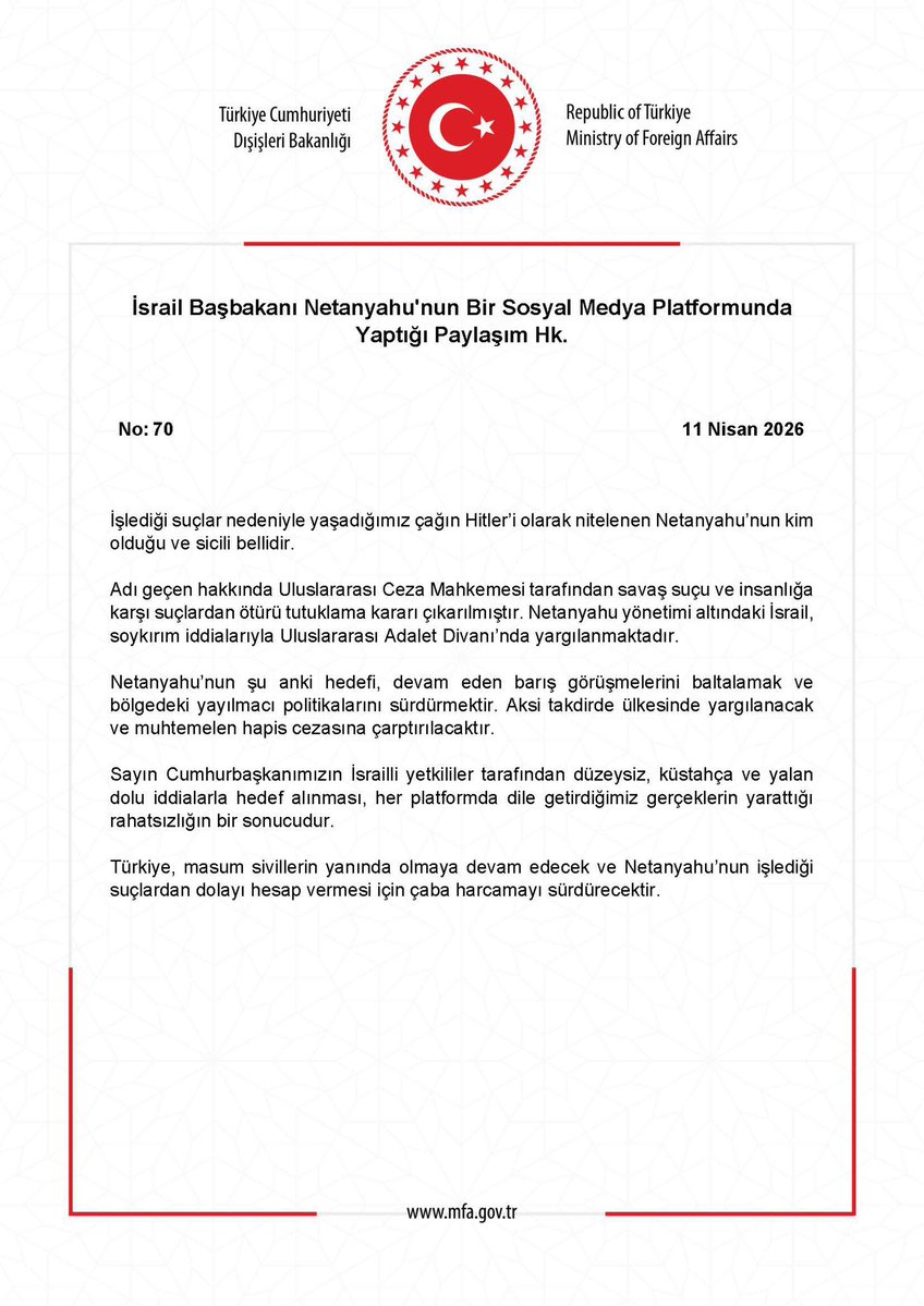 T.C. Dışişleri Bakanlığı tweet media