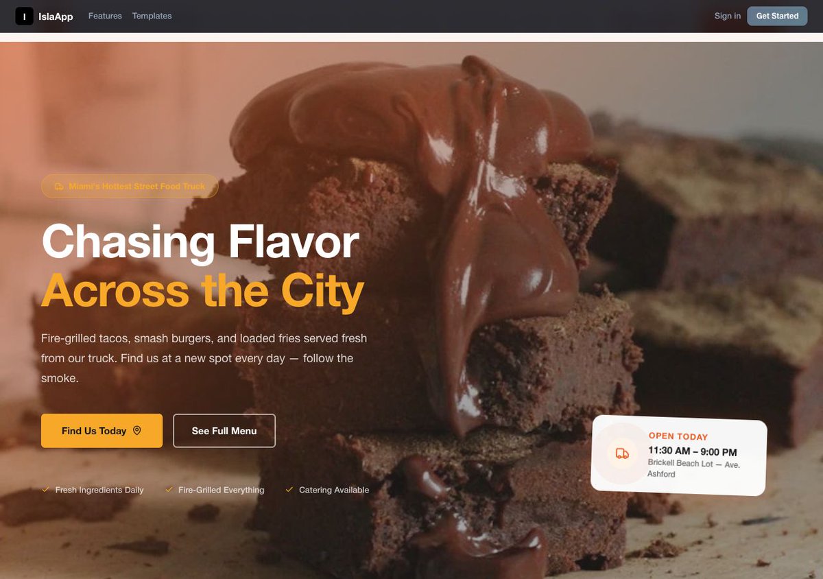 islaappSupport's tweet photo. Your food truck deserves better than a $200/month web agency. Food Truck Tracker template + AI customization = professional site in minutes. No developer needed. Start free with IslaApp.

https://t.co/1E2FbVgvZ6 https://t.co/YaokDOYrJh