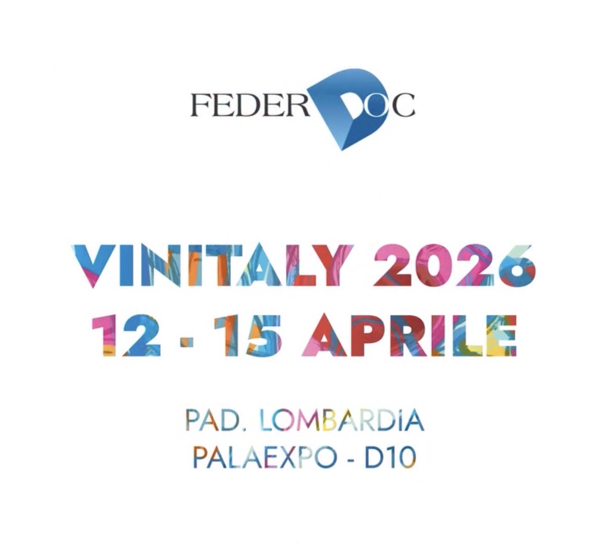 Federdoc's tweet photo. Vi aspettiamo al nostro stand a #vinitaly2026 a #Verona https://t.co/ieJJb6Oj7g