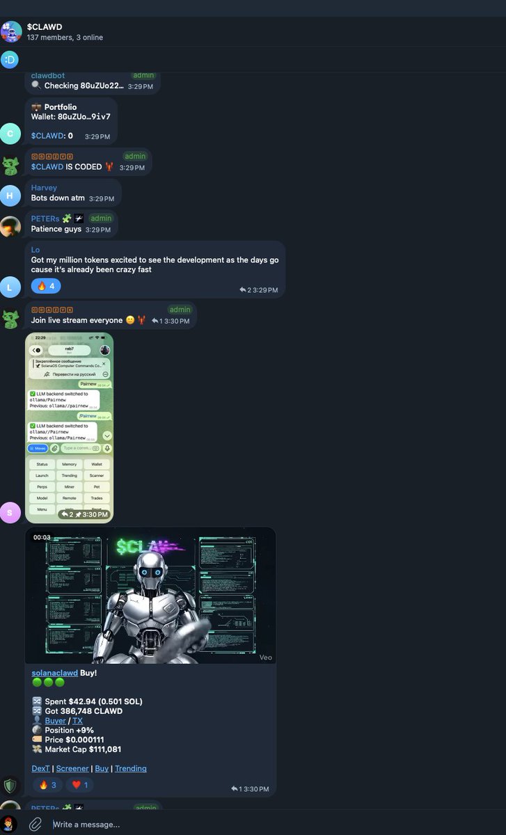 I AM SO HONORED RN SERGEY!!!!!!!!!!

THIS IS WHY WE DO THIS GUYS.

THE FIRST HUMAN TO INSTALL A SOLANA CLAWD BOT!

POWERED BY $CLAWD